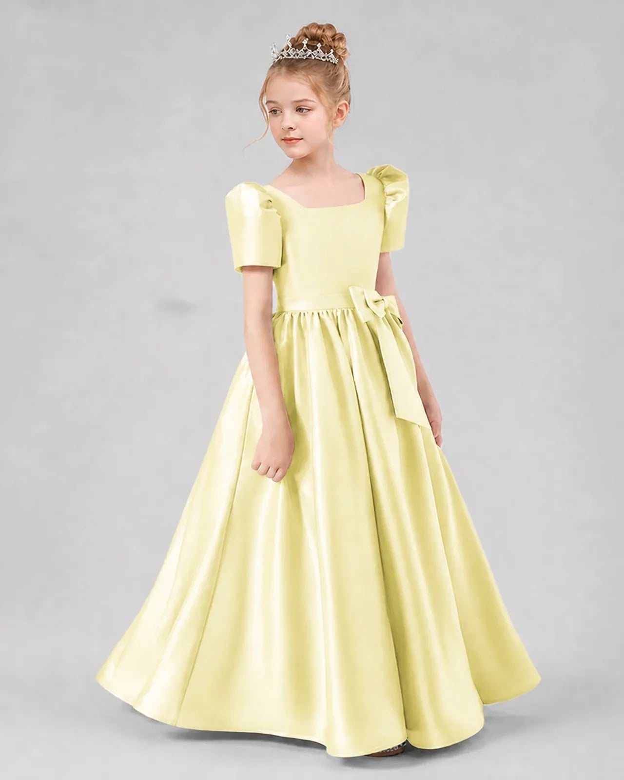 Daffodil Satin A-line Girls Formal Dress Side View