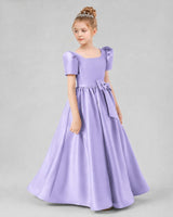 Lavender Satin A-line Girls Formal Dress Side View
