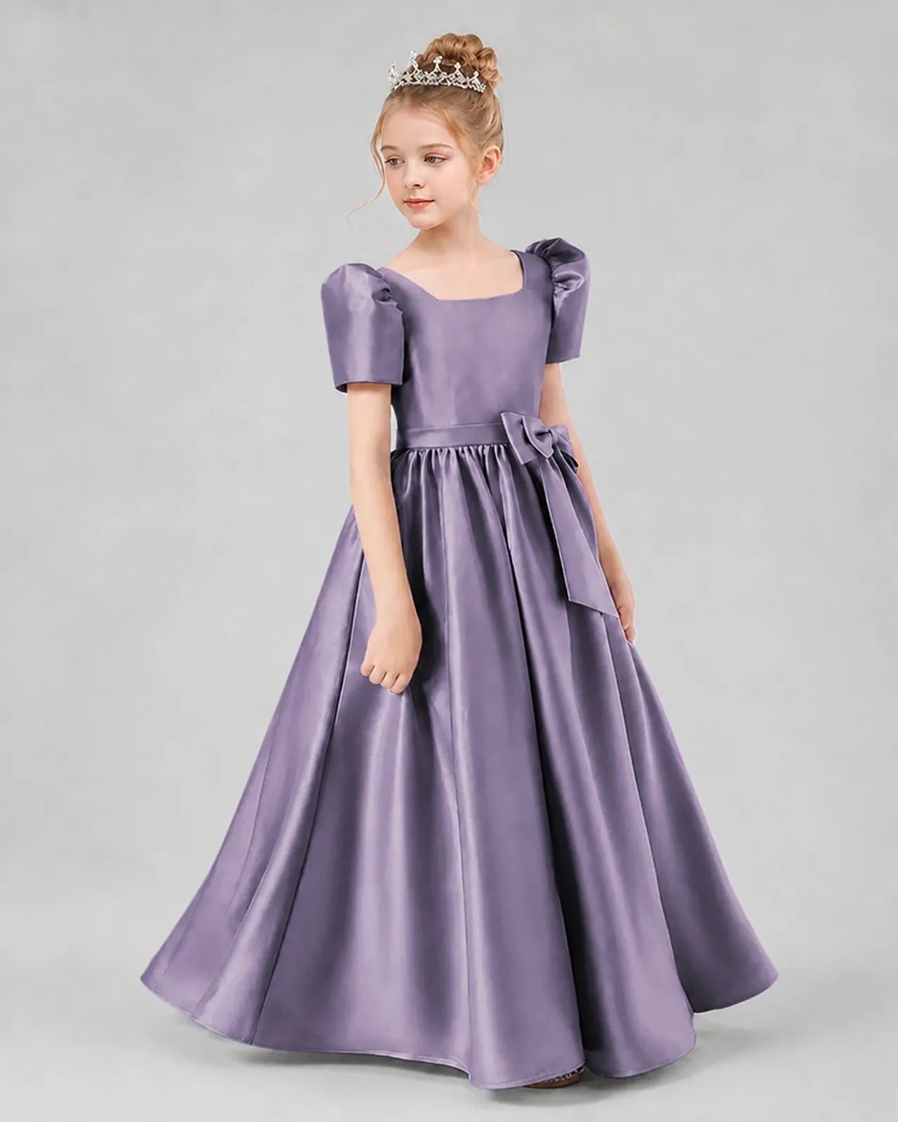 Wisteria Satin A-line Girls Formal Dress Side View
