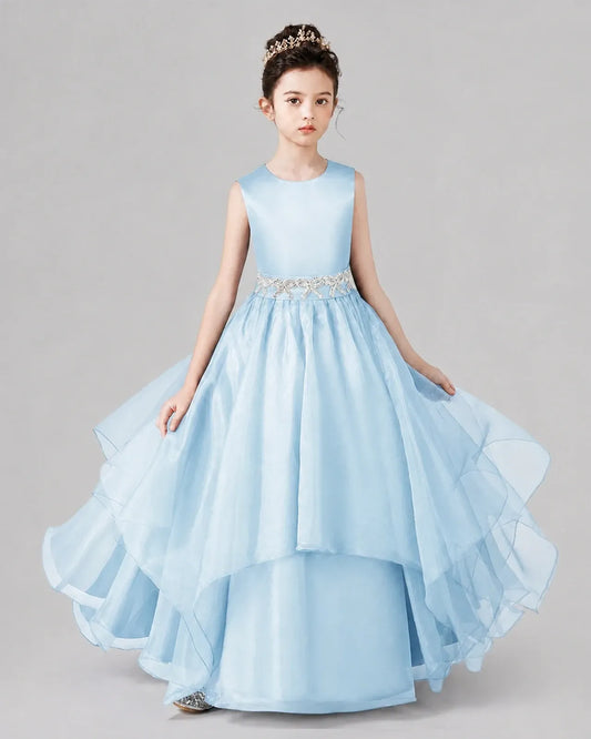 Dideyttawl Girls Formal Dress with Sleeveless Satin Bodice