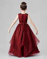 Windred Satin Tulle A-Line Girls Formal Dresses Back View