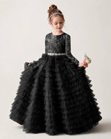 Black Tulle Ball Gown Pageant Dress Front View