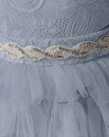 Dusty Blue Lace A-line Girls Formal Dress Front View