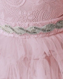 Dusty Rose Detail Tiered Flower Girl Dress