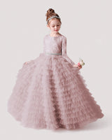 Dusty Rose Tulle Ball Gown Pageant Dress Front View