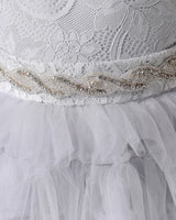 Silver Lace A-line Girls Formal Dress Front View
