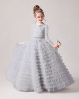 Silver Tulle Ball Gown Pageant Dress Front View