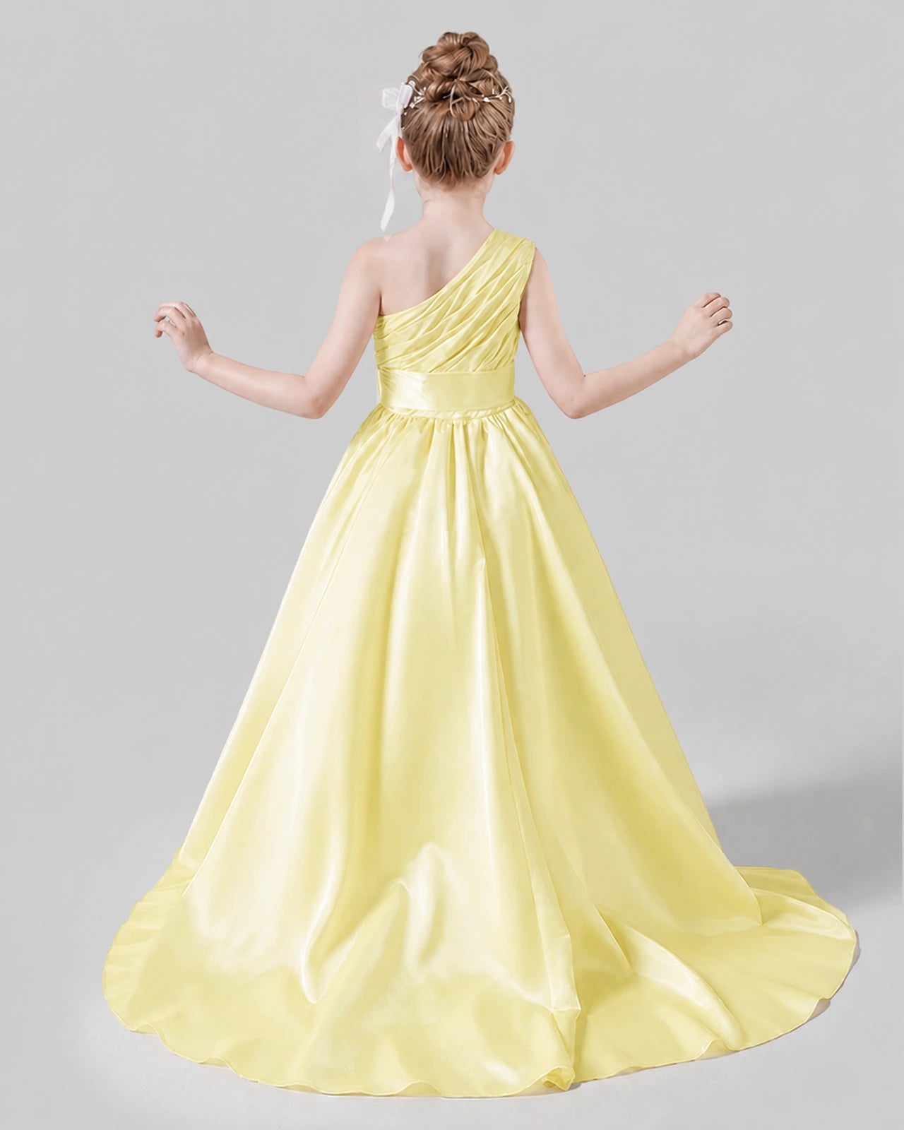 Daffodil Satin A-line Pageant Dress Back View