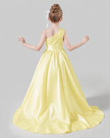 Daffodil Satin A-line Pageant Dress Back View