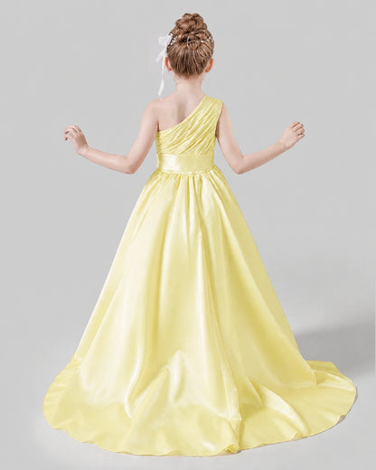 Daffodil Satin A-line Pageant Dress Back View
