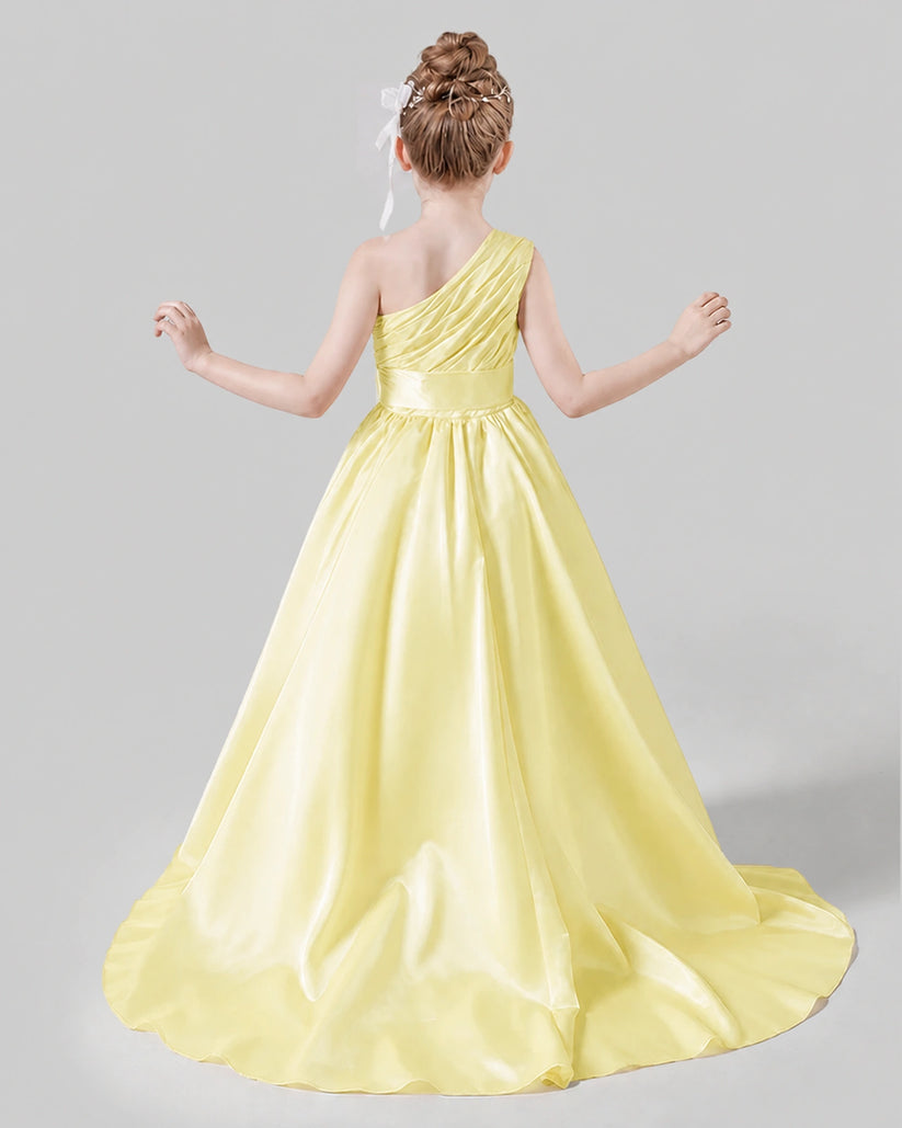 Daffodil Satin A-line Pageant Dress Back View
