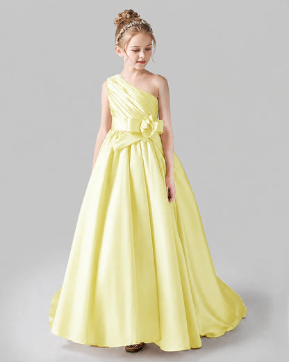 Daffodil Satin A-line Pageant Dress Front View