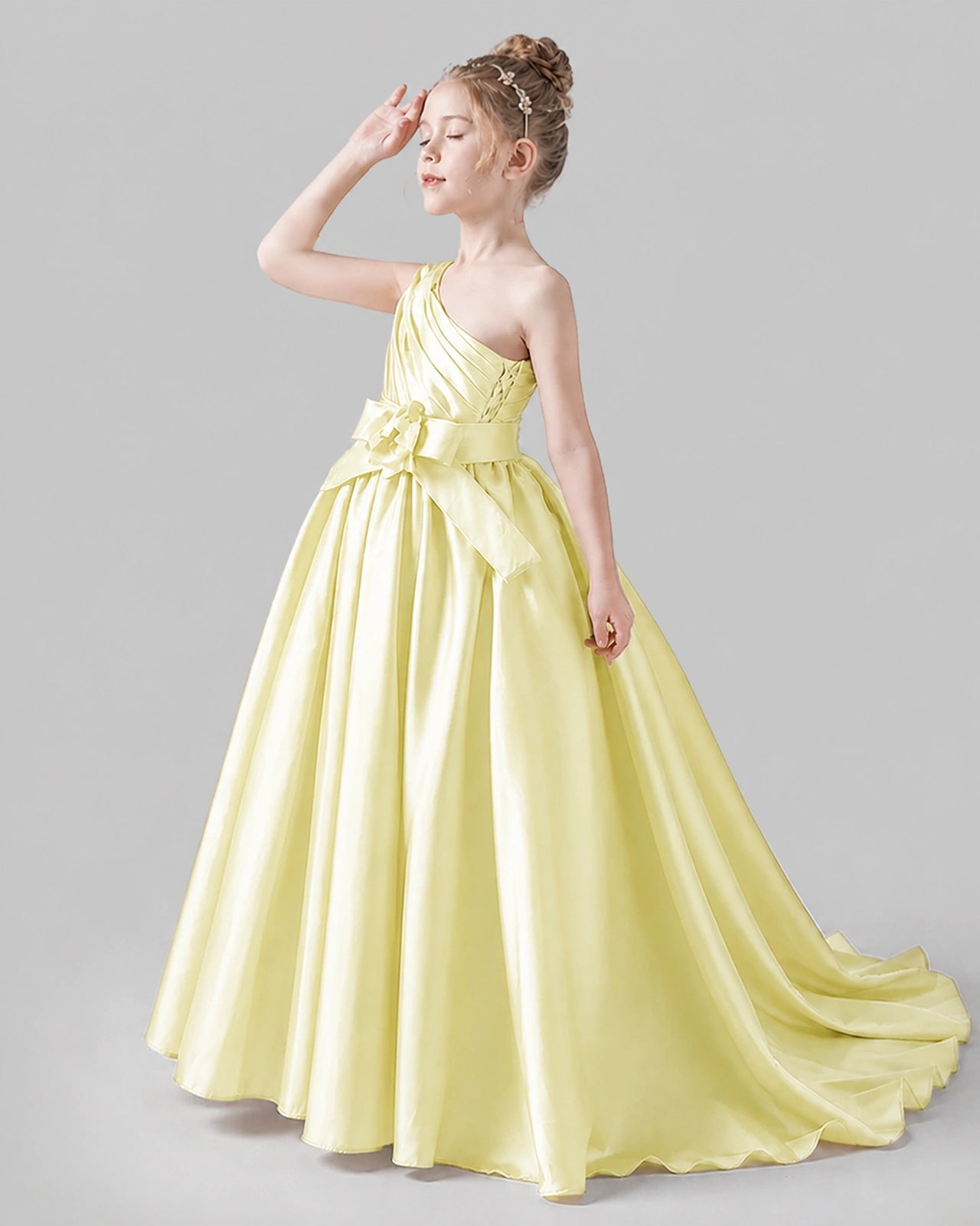 Daffodil Satin A-line Pageant Dress Side View