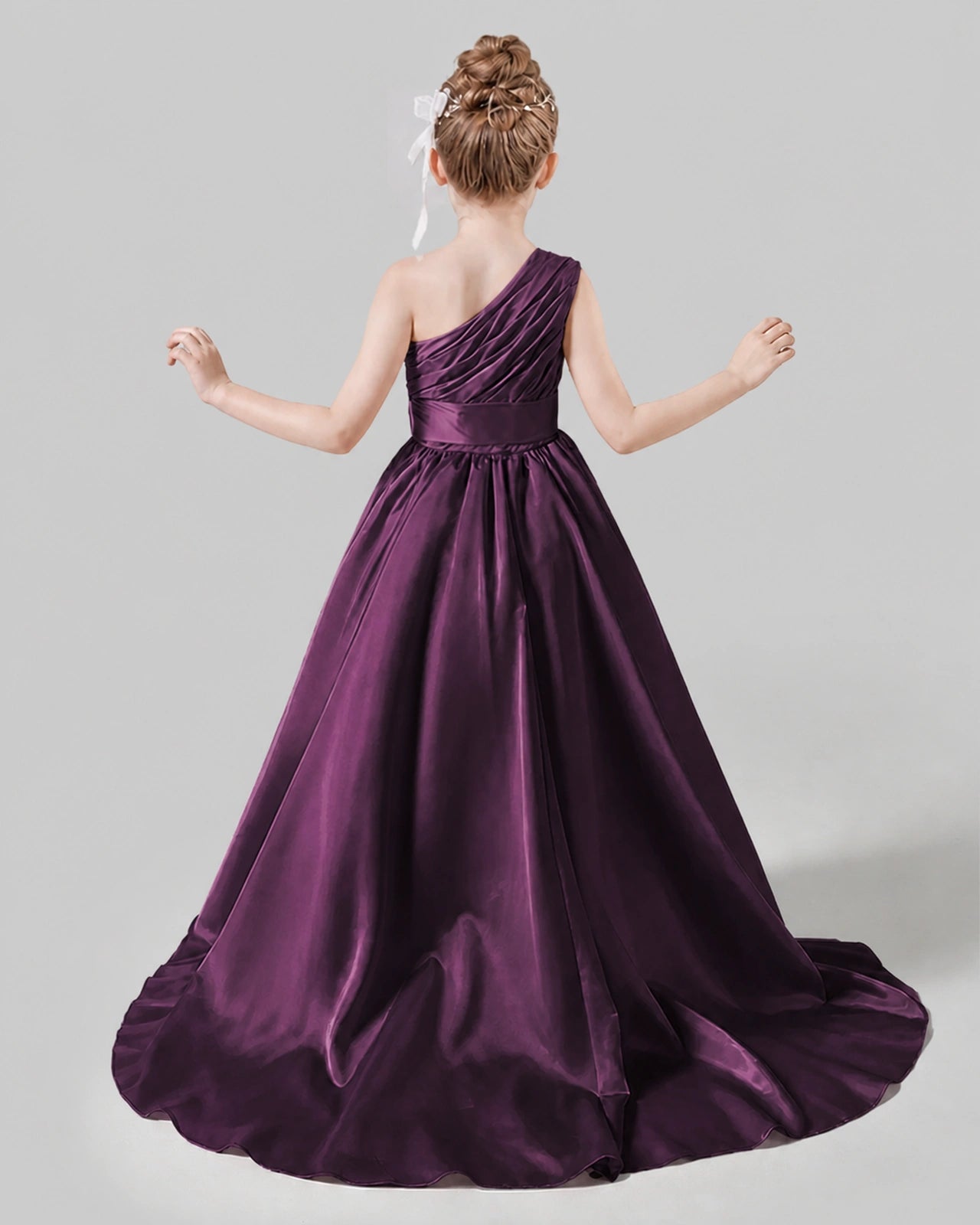 Grape Satin A-line Pageant Dress Back View