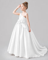 Ivory Satin A-line Pageant Dress Side View