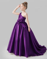 Purple Satin A-line Pageant Dress Side View