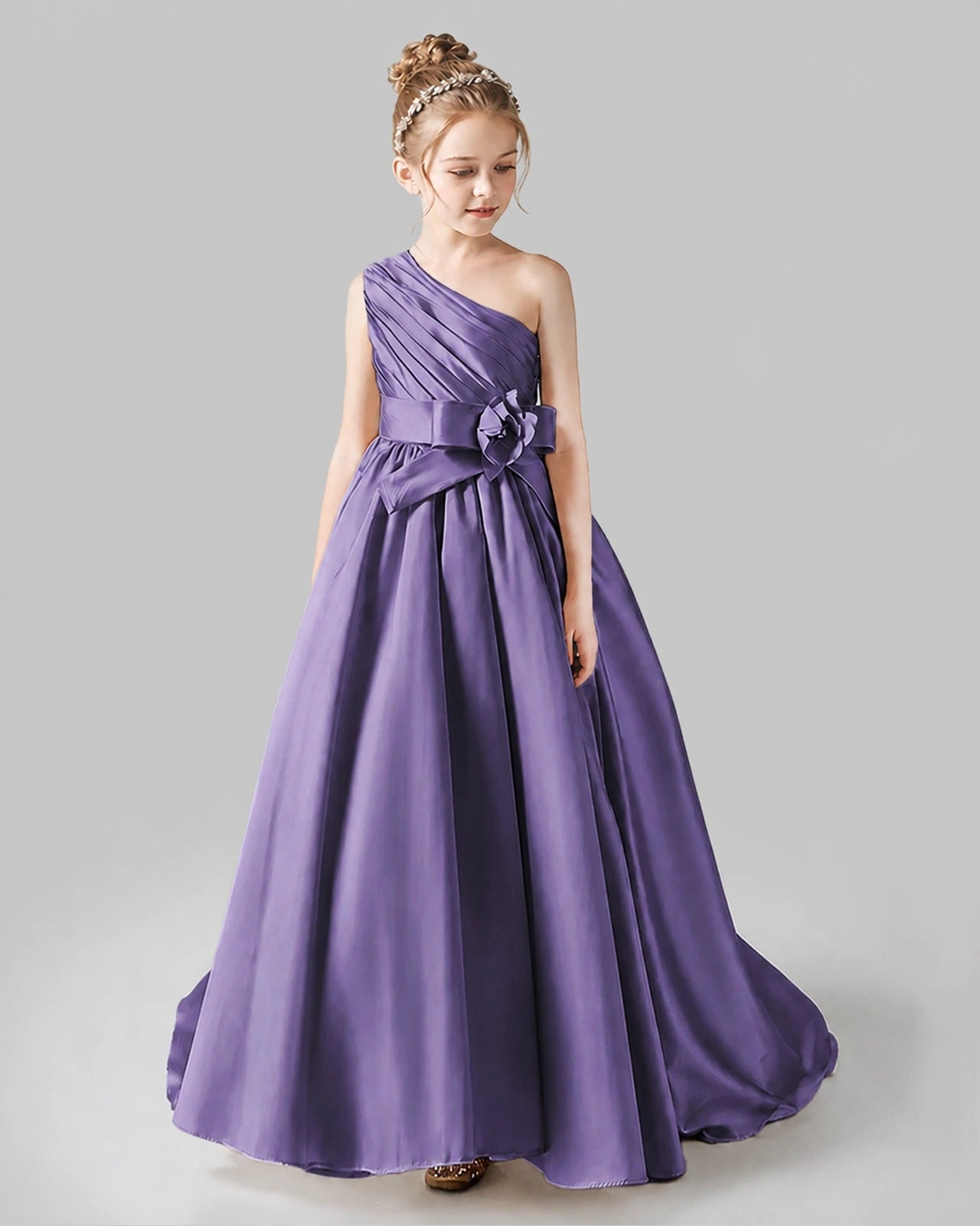 Wisteria Satin A-line Pageant Dress Front View