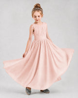 Blush Pink Chiffon A-line Junior Bridesmaid Dress Front View