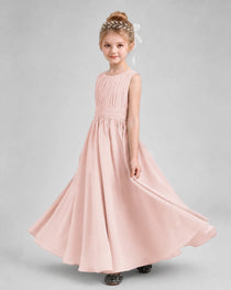 Dideyttawl Junior Bridesmaid Dress with Pleated Bodice and Flowy Chiffon Skirt