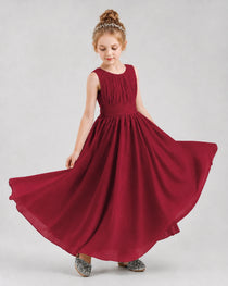 Dideyttawl Junior Bridesmaid Dress with Pleated Bodice and Flowy Chiffon Skirt