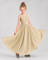 Champagne Chiffon A-line Junior Bridesmaid Dress Front View
