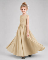 Champagne Chiffon A-line Junior Bridesmaid Dress Side View