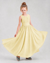 Dideyttawl Junior Bridesmaid Dress with Pleated Bodice and Flowy Chiffon Skirt