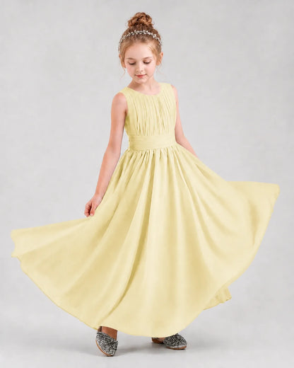 Daffodil Chiffon A-line Junior Bridesmaid Dress Front View