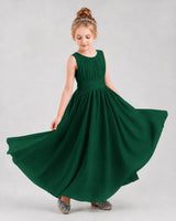 Dark Green Chiffon A-line Junior Bridesmaid Dress Front View