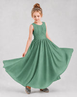 Eucalyptus Chiffon A-line Junior Bridesmaid Dress Front View