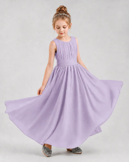 Lavender Chiffon A-line Junior Bridesmaid Dress Front View