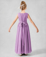 Lilac Chiffon A-line Junior Bridesmaid Dress Back View