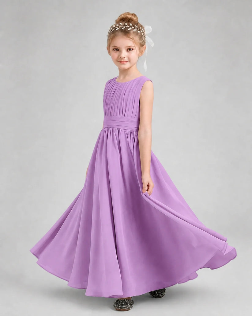 Lilac Chiffon A-line Junior Bridesmaid Dress Side View