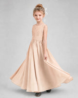 Peach Chiffon A-line Junior Bridesmaid Dress Side View