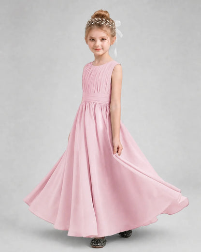 Pink Chiffon A-line Junior Bridesmaid Dress Side View