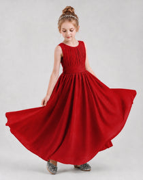 Dideyttawl Junior Bridesmaid Dress with Pleated Bodice and Flowy Chiffon Skirt