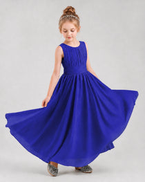 Dideyttawl Junior Bridesmaid Dress with Pleated Bodice and Flowy Chiffon Skirt