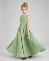 Sage Green Chiffon A-line Junior Bridesmaid Dress Side View