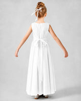White Chiffon A-line Junior Bridesmaid Dress Back View