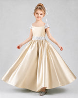 Champagne Satin A-Line Pageant Dresses