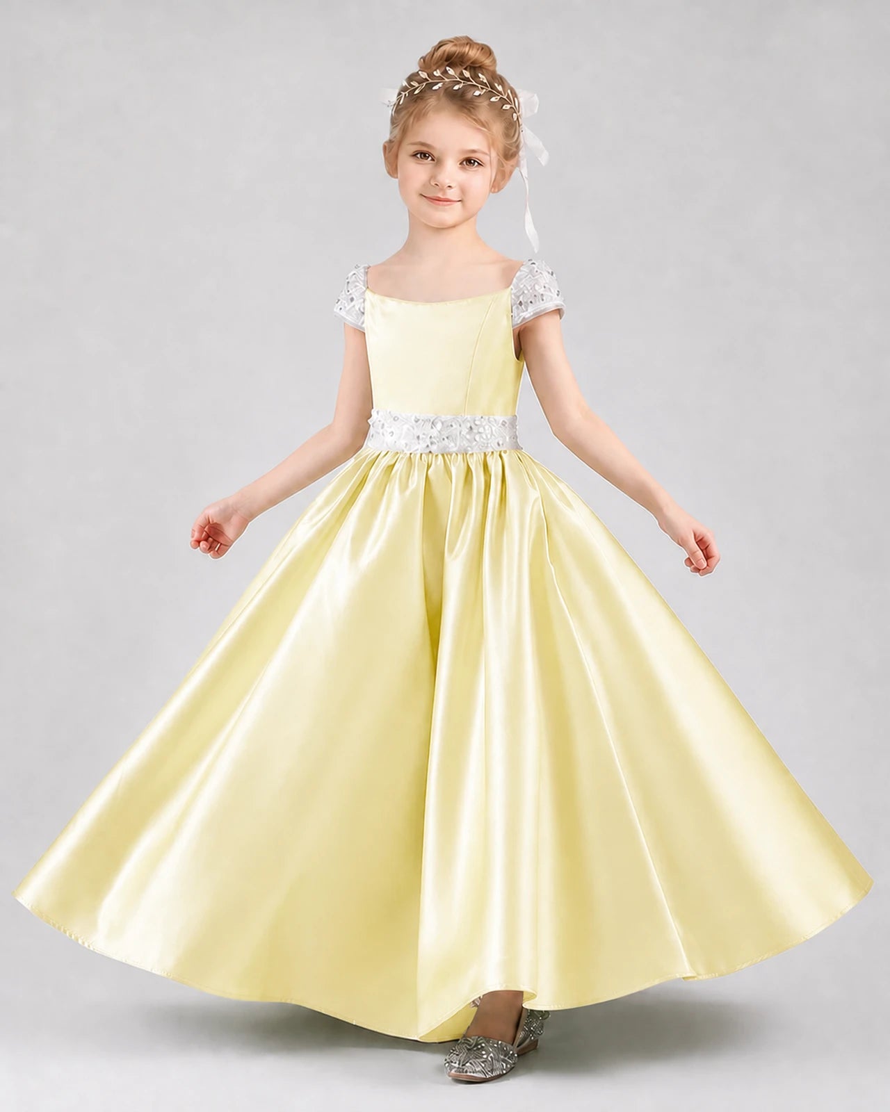 Daffodil Satin A-line Pageant Dresses Front View