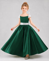 Dark Green Satin Ball Gown Pageant Dresses