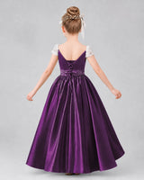 Grape Satin A-Line Pageant Dress Back View
