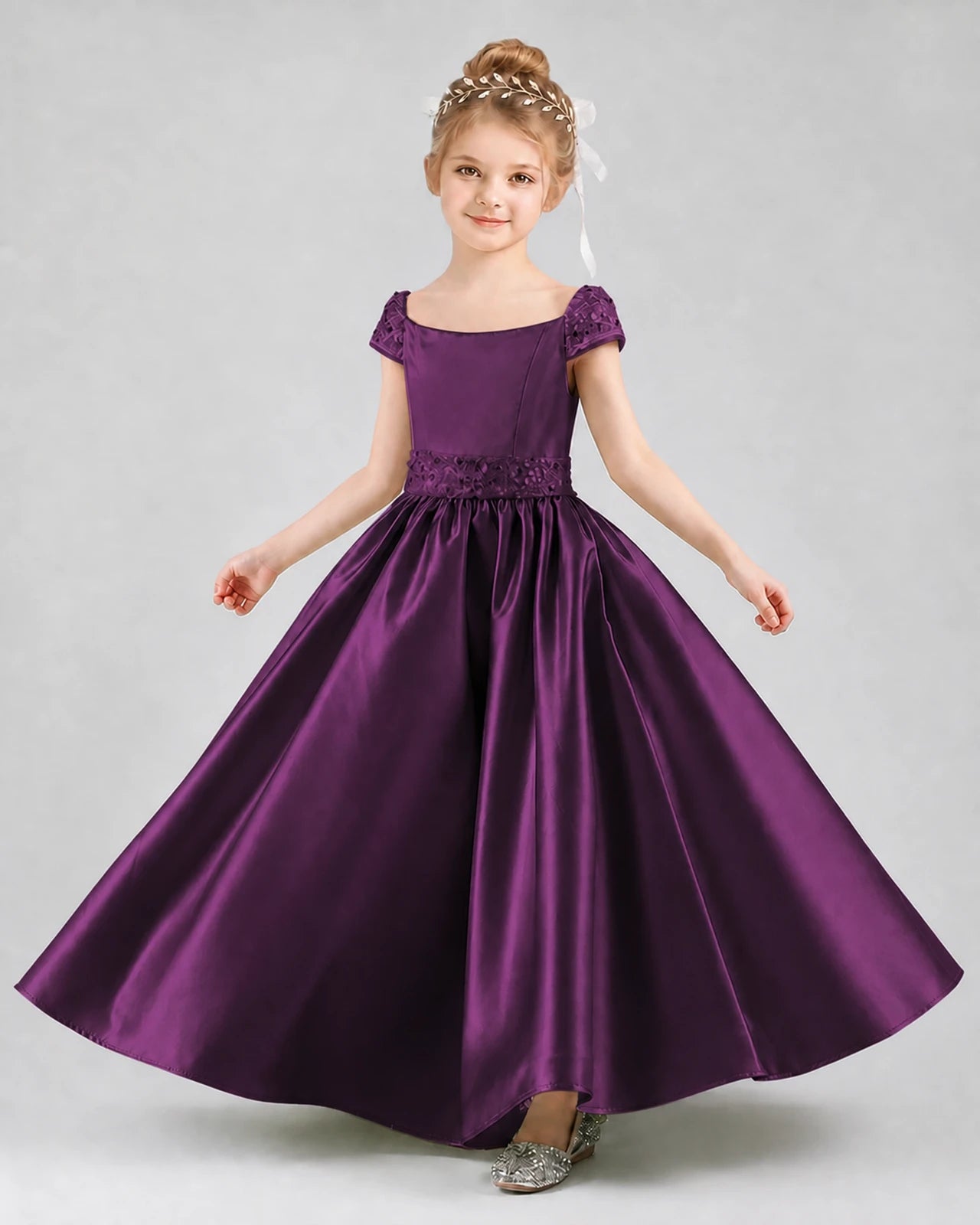 Grape Satin A-Line Pageant Dress