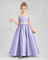 Lavender Satin A-Line Pageant Dresses Front View