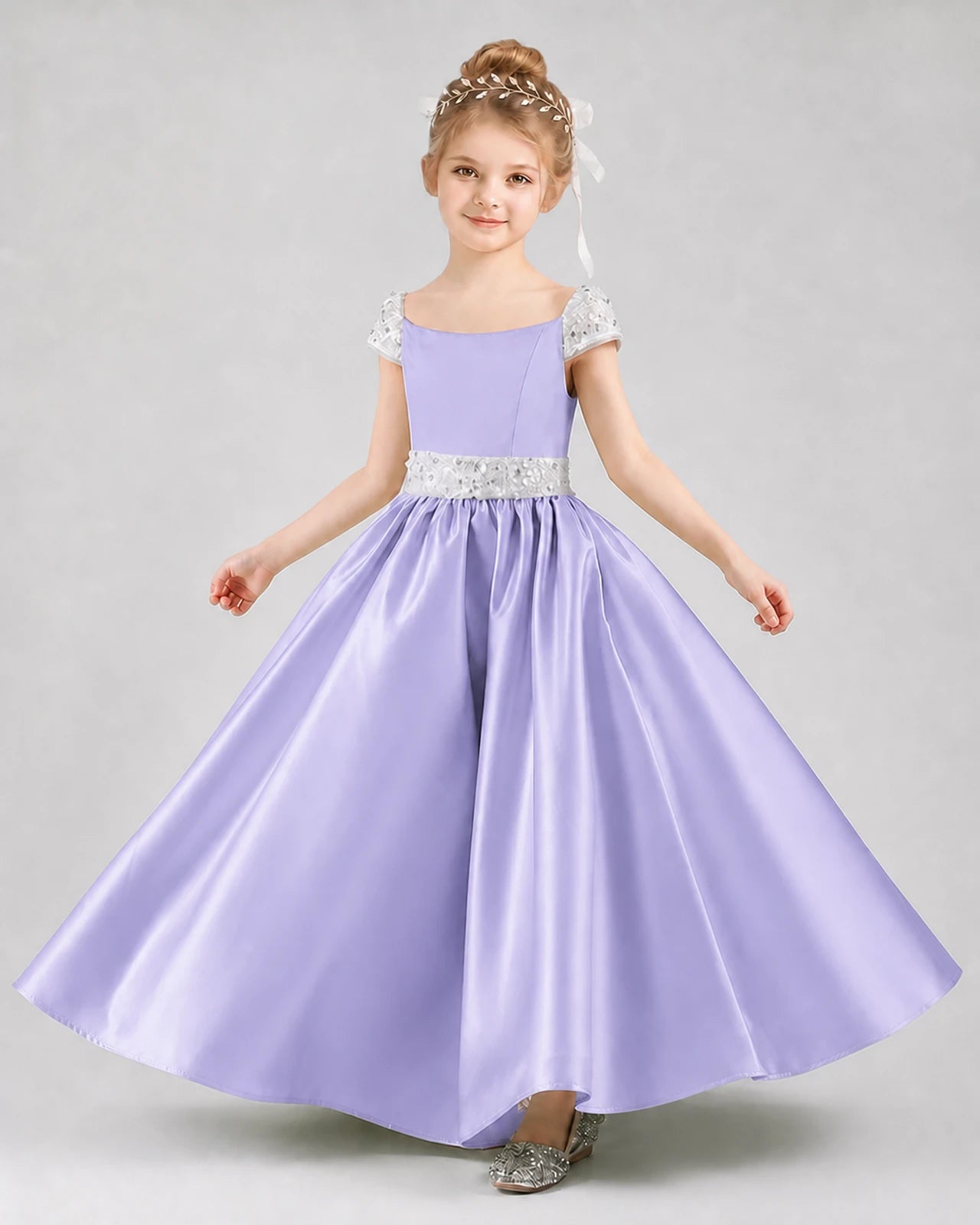 Lavender Satin A-Line Pageant Dress