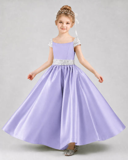 Lavender Satin A-Line Pageant Dress