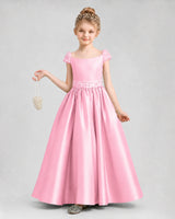 Pink Satin A-Line Pageant Dresses Front View