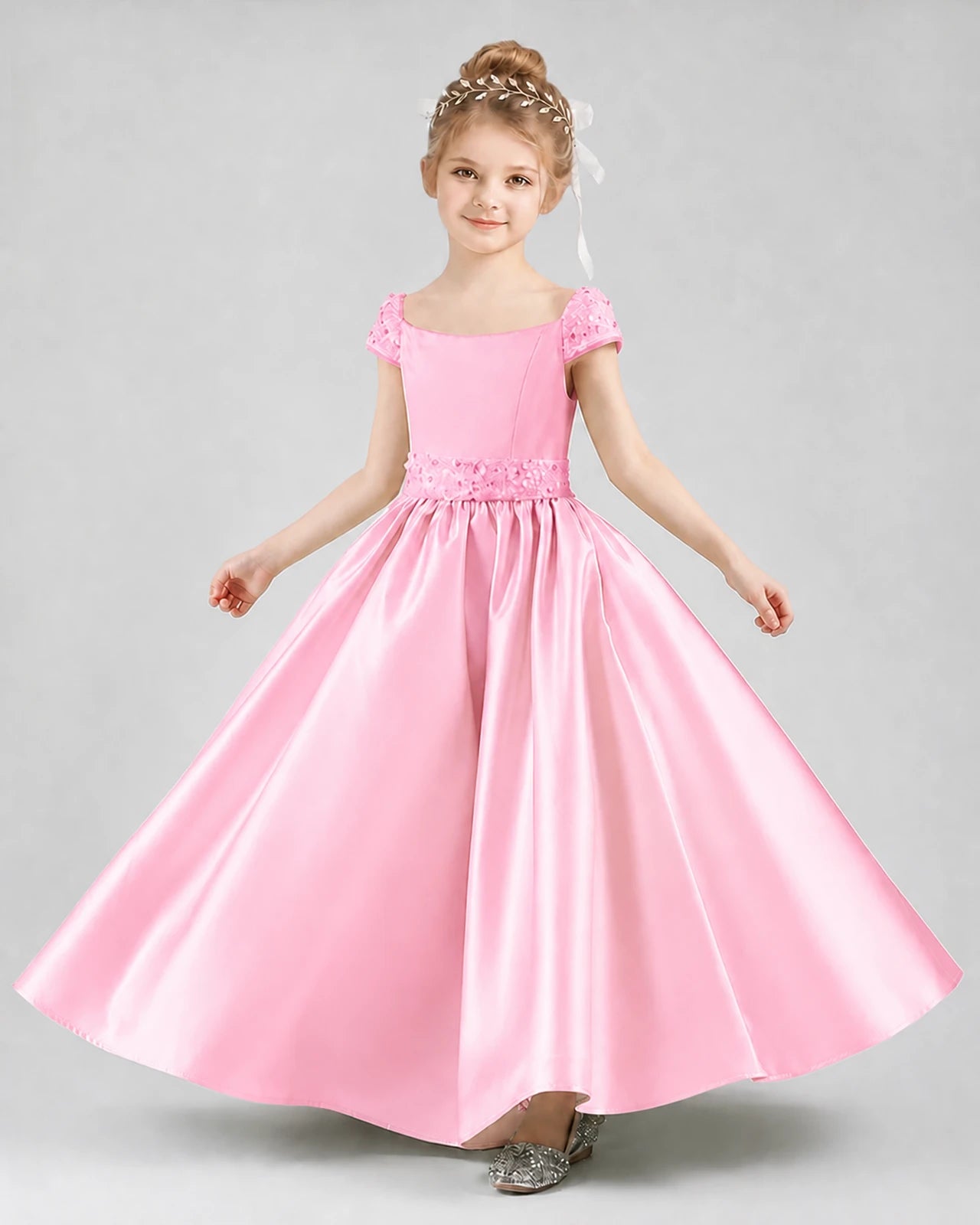 Pink Satin A-Line Pageant Dresses