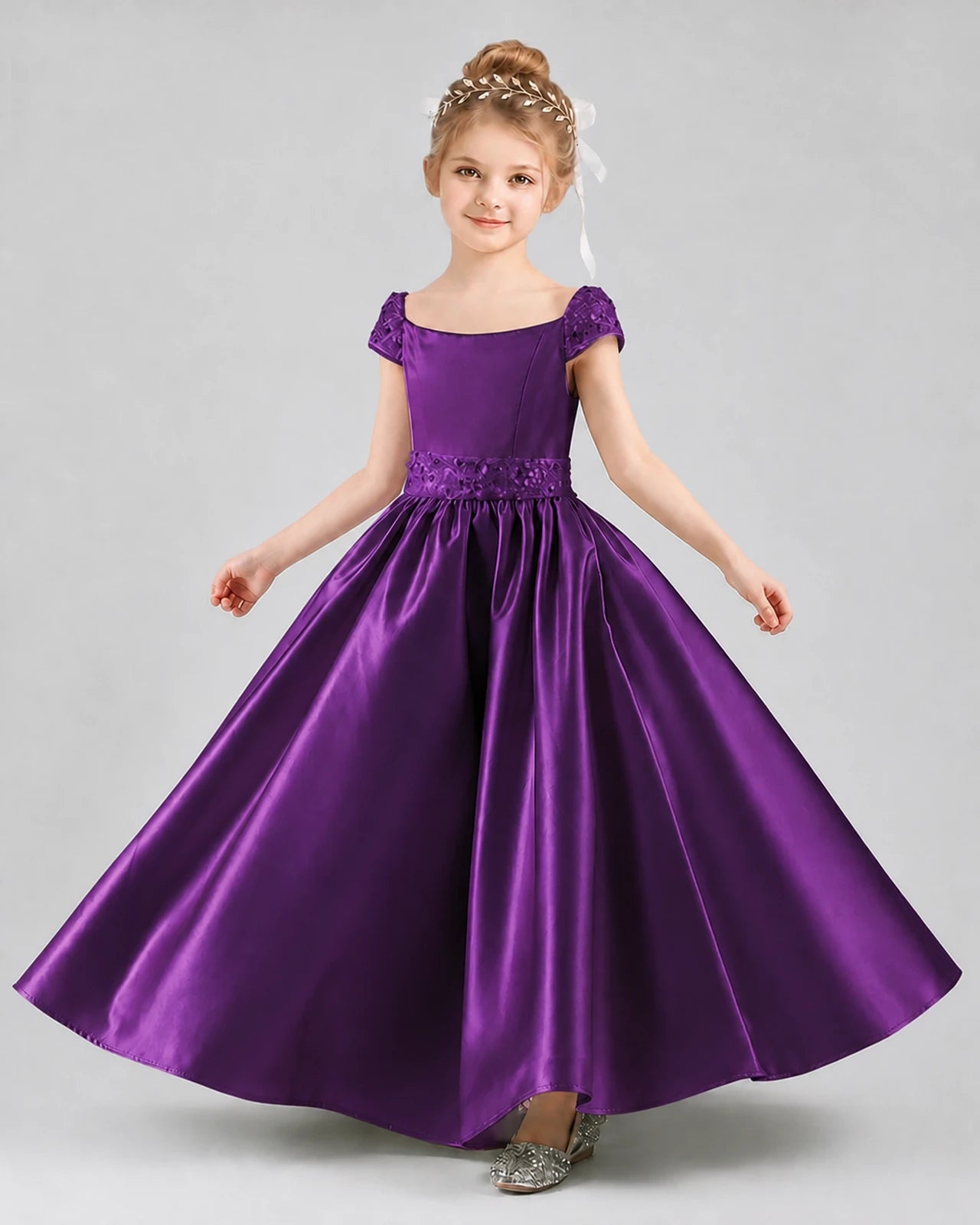 Purple Satin A-Line Pageant Dresses